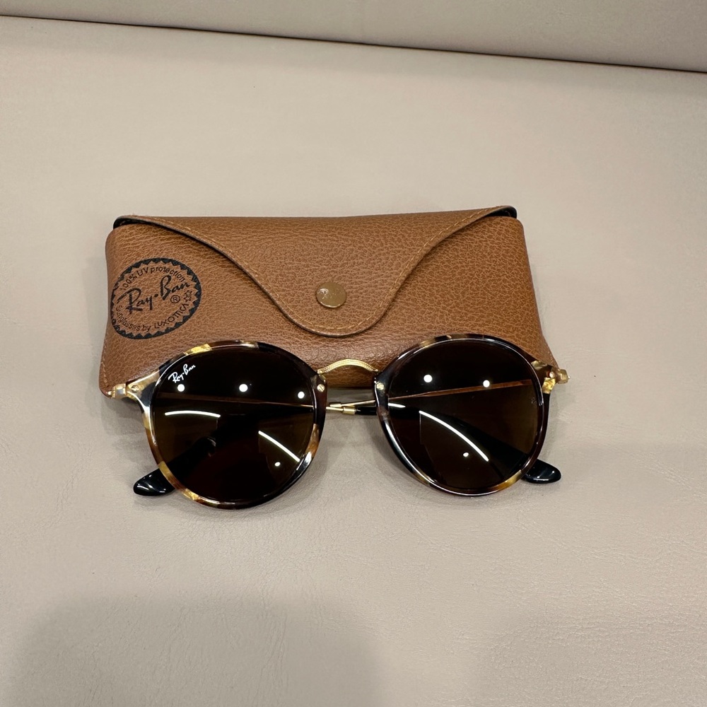 Ray Ban RB2447 Round Fleck 1160 Polished Brown Havana Sunglasses - Picture 6 of 8